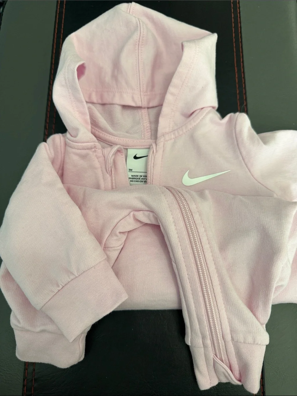 Nike Light Pink Zip-Up Baby Romper